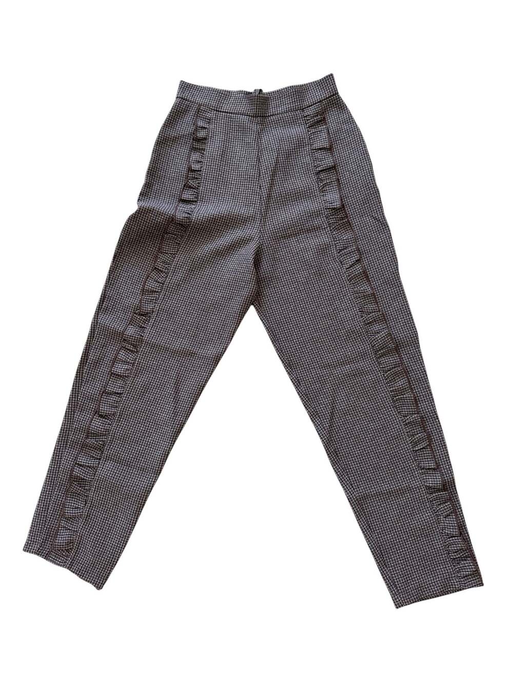 Love Fringe Tweed Houndstooth Pants Ruffle Detail